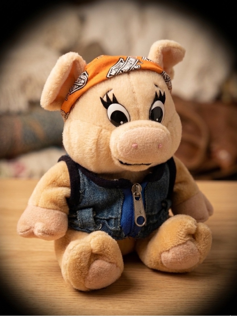 Vintage 1998 Harley-Davidson Plush Biker Pig